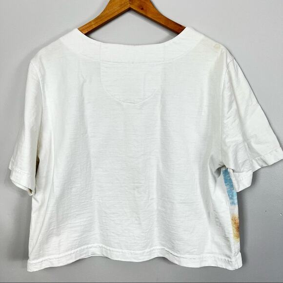 VINTAGE Y2K Go Nutz Beach Print Cotton Button Up T-Shirt Sz XL Coastal Grandma - Picture 7 of 8